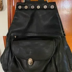 marino orlandi leather backpack with o ring Marino Orlandi + Backpack Bag + Embossed Leather main image 2